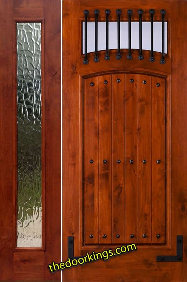 sw64 knotty alder wood door with one flemish sidelite